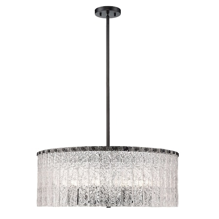 Z-Lite Glacier Chandelier, 10-Light, 26.75 In.W x 11 In.H, Matte Black/Clear 1943P26-MB